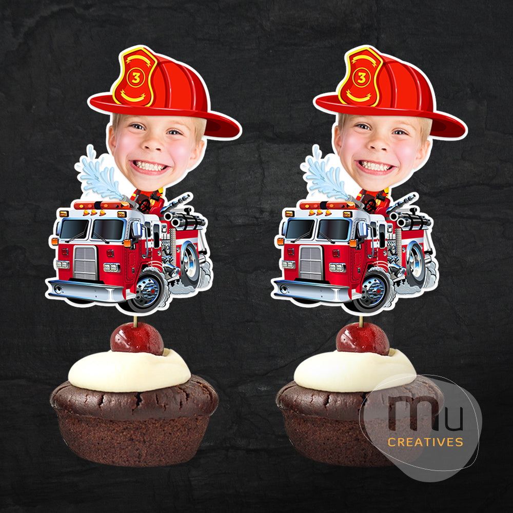 Custom Fire Truck Cupcake Toppers