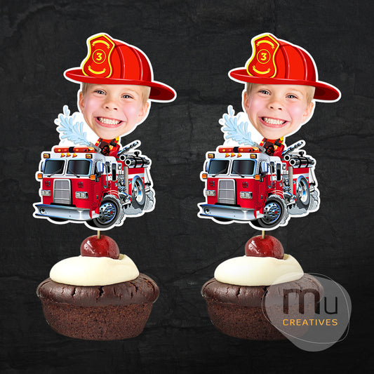 Custom Fire Truck Cupcake Toppers