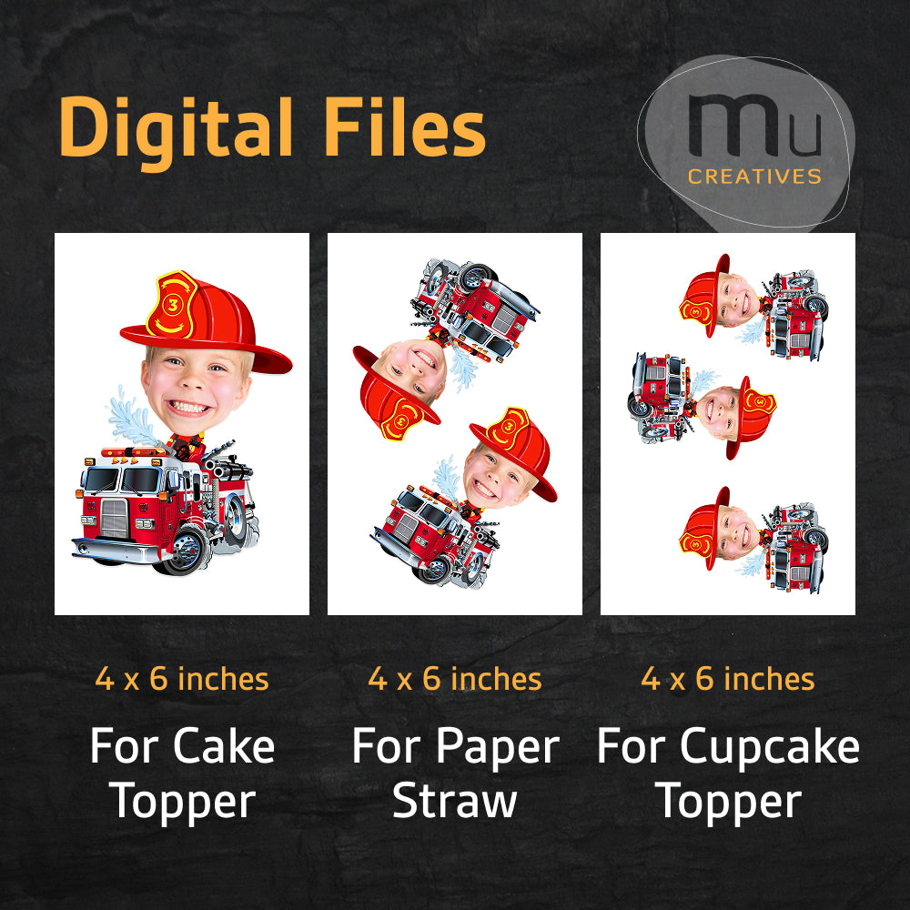 Custom Fire Truck Cupcake Toppers