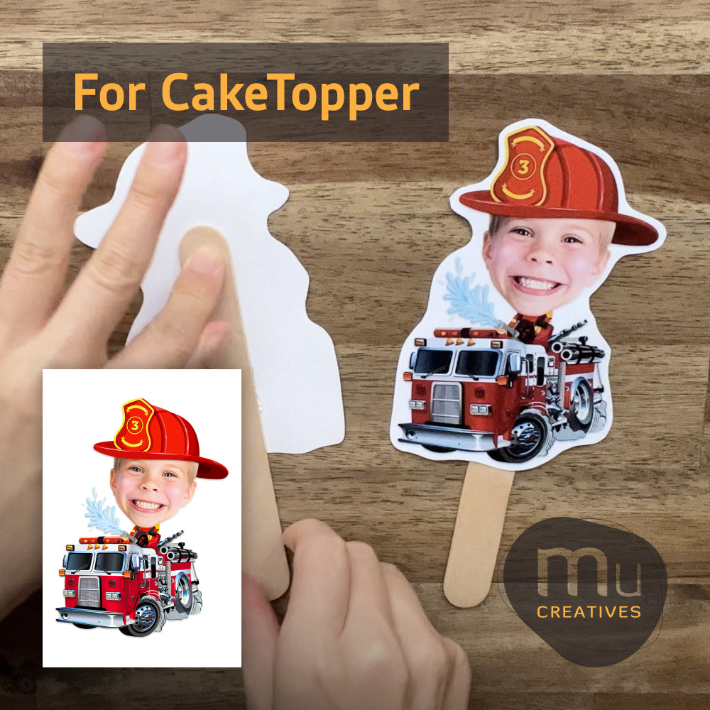 Custom Fire Truck Cupcake Toppers