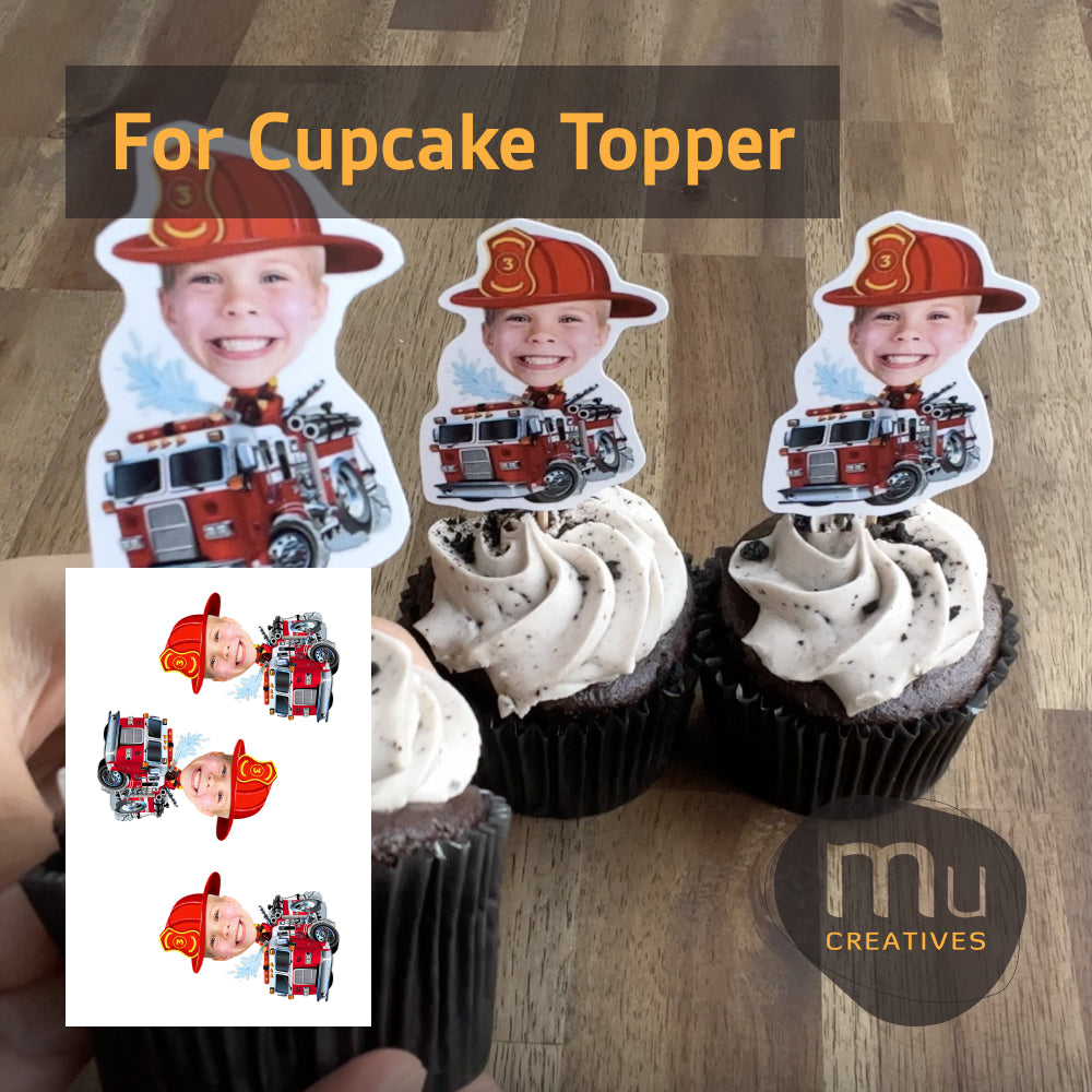 Custom Fire Truck Cupcake Toppers