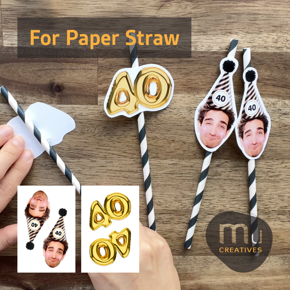 Custom Gold and Black Birthday Hat Cupcake Toppers
