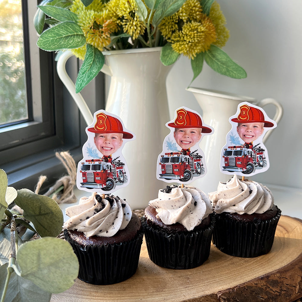Custom Fire Truck Cupcake Toppers
