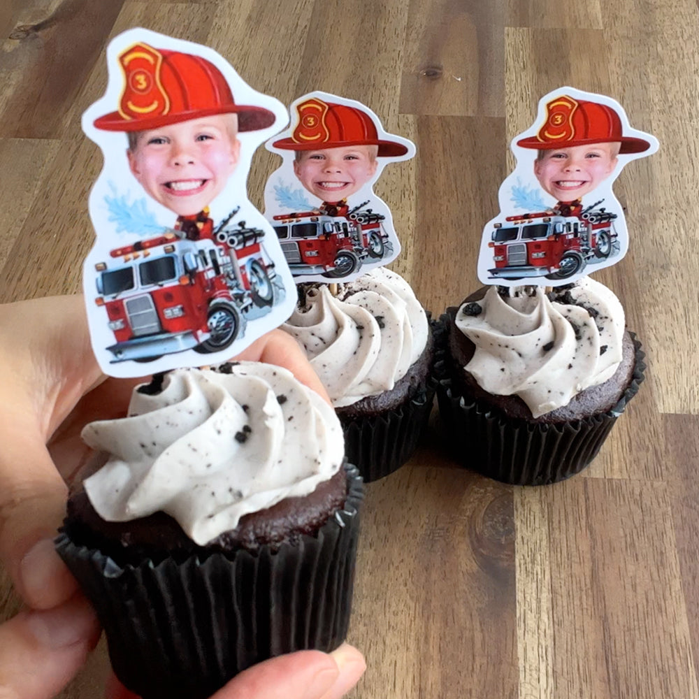 Custom Fire Truck Cupcake Toppers