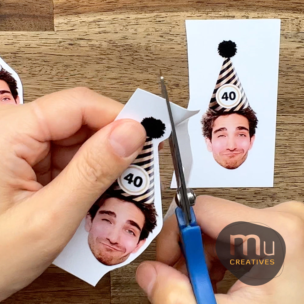 Custom Gold and Black Birthday Hat Cupcake Toppers