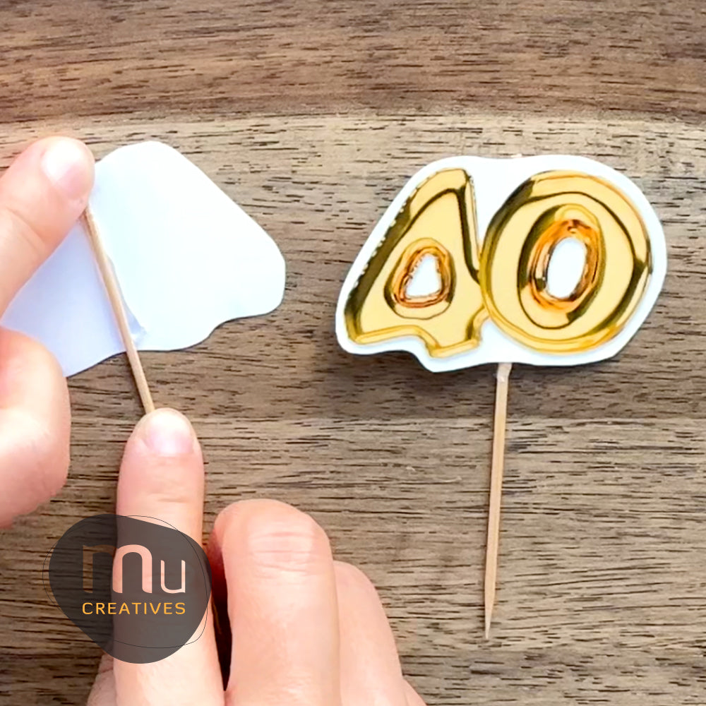 Custom Gold and Black Birthday Hat Cupcake Toppers